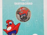 a close up of a book with a cartoon character on a skateboard
