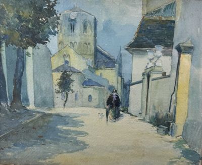 Octave LAFAY (1878-1937) "Rue de village animée"