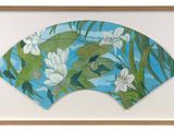 a picture of a painting of a fan with flowers on it