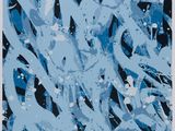 une peinture abstraite réalisée à la peinture bleue et noire sur fond blanc