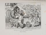 a drawing of a man and a woman sitting at a table