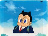 cellule d'animation représentant un garçon en costume-cravate regardant le ciel