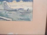 a picture of a painting of a boat on the water