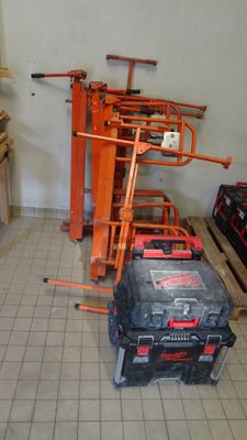 a room with a lot of tools on the floor