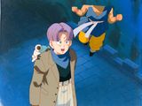 cellule d'animation représentant un homme et une femme dans une rue, accompagnés d'un chien
