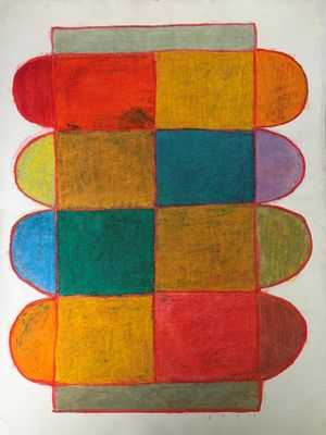 dessin représentant une œuvre d'art multicolore sur une feuille de papier