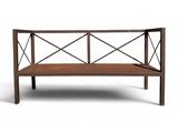 un banc en bois surmonté d'une structure métallique