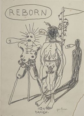 dessin représentant un homme et une femme debout l'un à côté de l'autre