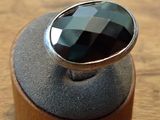 sterling silver ring with faceted faceted black onyx