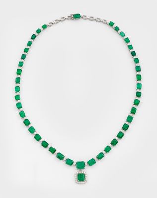 an emerald and diamond necklace, by van cleef