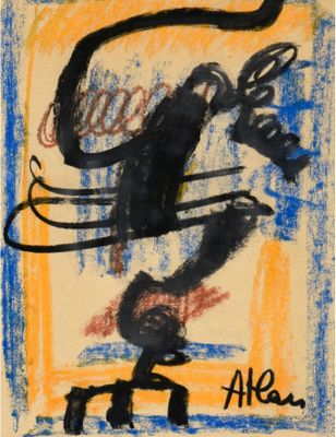 an image of a drawing of a man with a horse