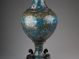 chinese cloise enamel vase on stand, 19th century