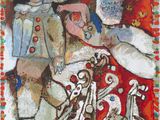 an image of a painting of a man and a woman on a motorcycle