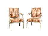 paire de fauteuils français du XIXe siècle de style Louis XVI, avec assises rembourrées