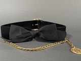 black velvet bow tie belt with gold chain