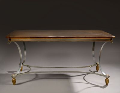 Maison JANSEN Table de milieu à plateau rectangulaire à pan …