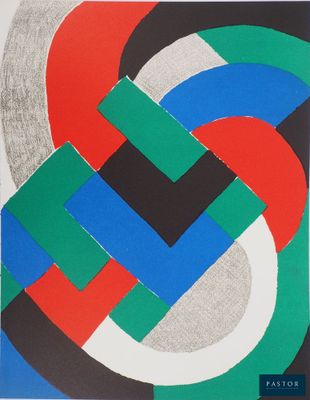 a painting of a colorful abstract design on a white background