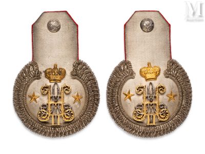 two military badges with a crown on each of them