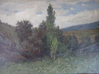 ALFRED DE LA ROCCA (1855-1918) Paysage vallonnée, huile sur …