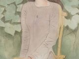 une peinture représentant une femme assise sur une chaise