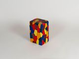 a small wooden cube that has been made to look like it is made out of blocks