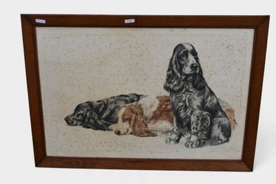 an image of a painting of two dogs and a cat