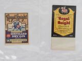 two bottles of royal knight and distilled dry gin on a white background