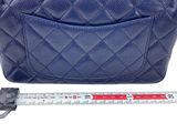 chanel blue quilted lambskin leather handbag with silver hardware
