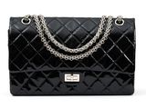 chanel black quilted leather handbag with chain strap