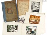plusieurs vieux livres illustrés d'arbres et d'oiseaux