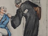 drawing of a man helping a woman fix her tie
