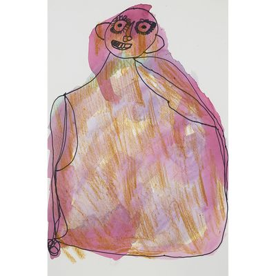 tableau représentant une femme en robe rose tenant un parapluie rose