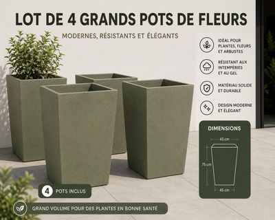 three planters that are sitting on the ground