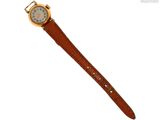une image représentant une montre avec un bracelet marron sur fond blanc