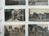several old black and white photos of a town in a book