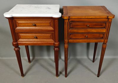 pair of marble top bedside tables