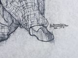 drawing of a man ' s foot with a map on it