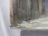 a picture of a painting of a man walking in the woods