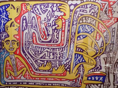 une image d'un tableau sur le mur d'un bâtiment