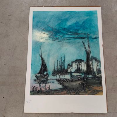 a picture of a painting of a boat in the water