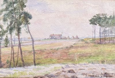 J. DELOMIER, Paysage. Aquarelle sur papier. Signée en bas à …