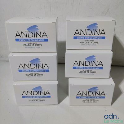 four boxes of andina cream sitting on top of each other