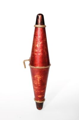 an image of a red vase with a gold handle on a white background