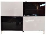 a picture of a white and black cabinet with two doors