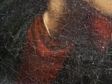 an oil painting of a man holding his hand up to his face