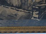 a picture of a painting of a man sitting on a bench