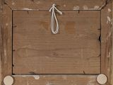 a picture of a wooden box with a rope hanging from it