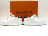 louis vuitton white leather sneakers with black laces