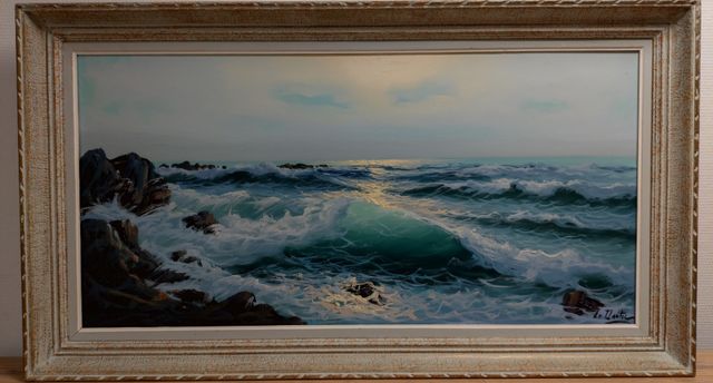 « Marine ». Huile sur panneau. Signé en bas à droite(illisible ; 