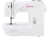 the singer smart sewing machine is white with purple accents